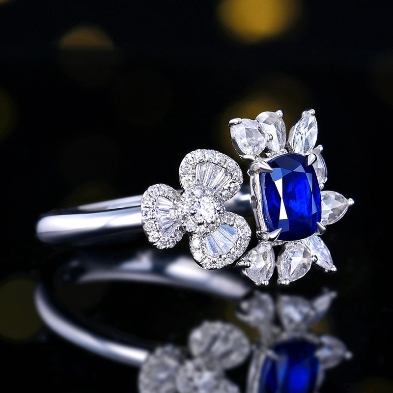 14k Gold 1.93 Ctw Natural Sapphire & Diamond Ring - 3