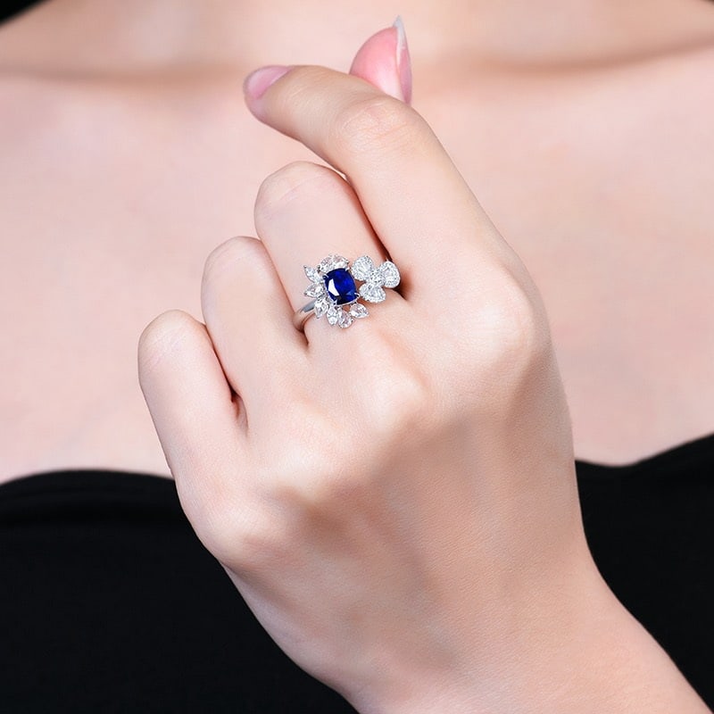 14k Gold 1.93 Ctw Natural Sapphire & Diamond Ring - 5