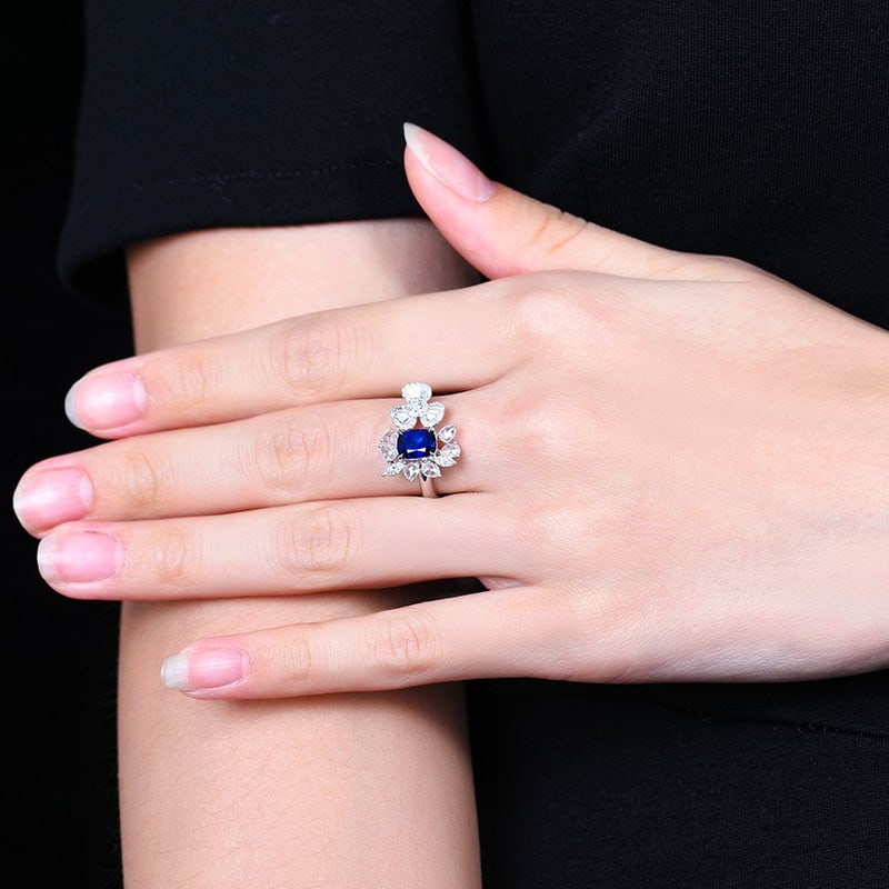 14k Gold 1.93 Ctw Natural Sapphire & Diamond Ring - 6