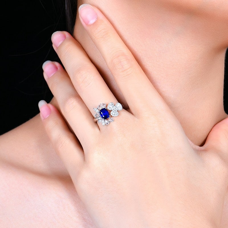 14k Gold 1.93 Ctw Natural Sapphire & Diamond Ring - 7