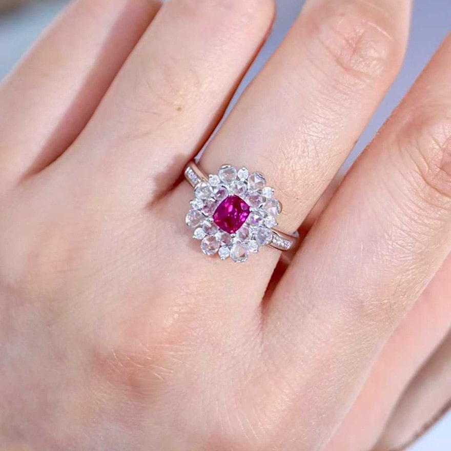 14k Gold 1.22 Ctw Natural Ruby & Diamond Ring - 5