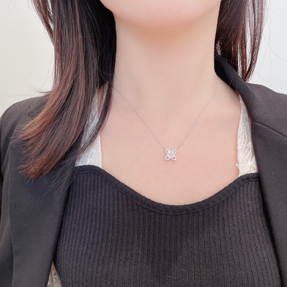 14k Gold 0.53 Ctw Natural H Diamond Necklace - 2