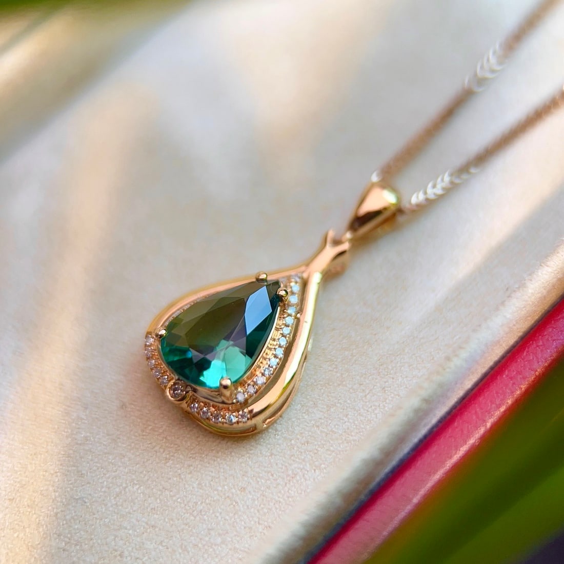 14k Gold 1.53 Ctw Natural Tourmaline & Diamond Pendant( Without Chain ) - 3