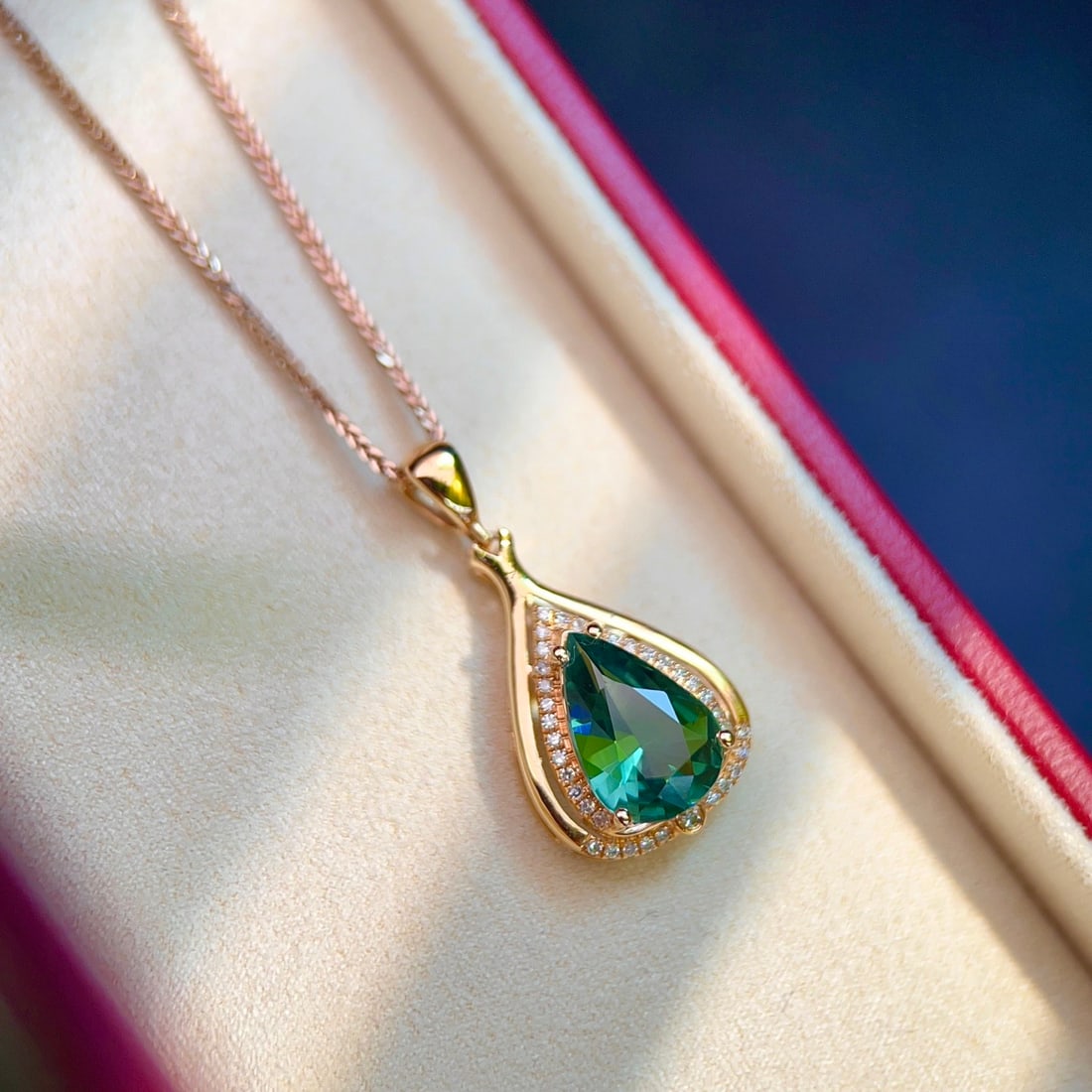 14k Gold 1.53 Ctw Natural Tourmaline & Diamond Pendant( Without Chain ) - 5