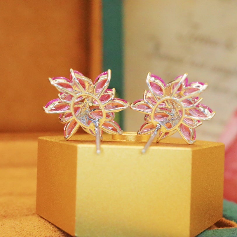 14k Gold 4.75 Ctw Natural Sapphire & Diamond Earrings - 5