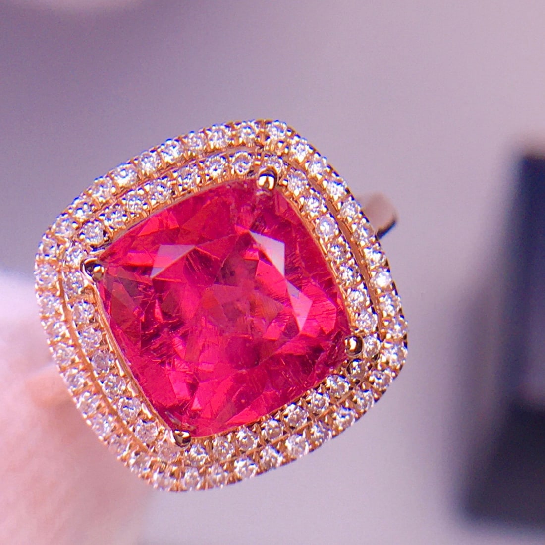 14k Gold 4.05 Ct Natural Tourmaline & Diamond Ring - 4