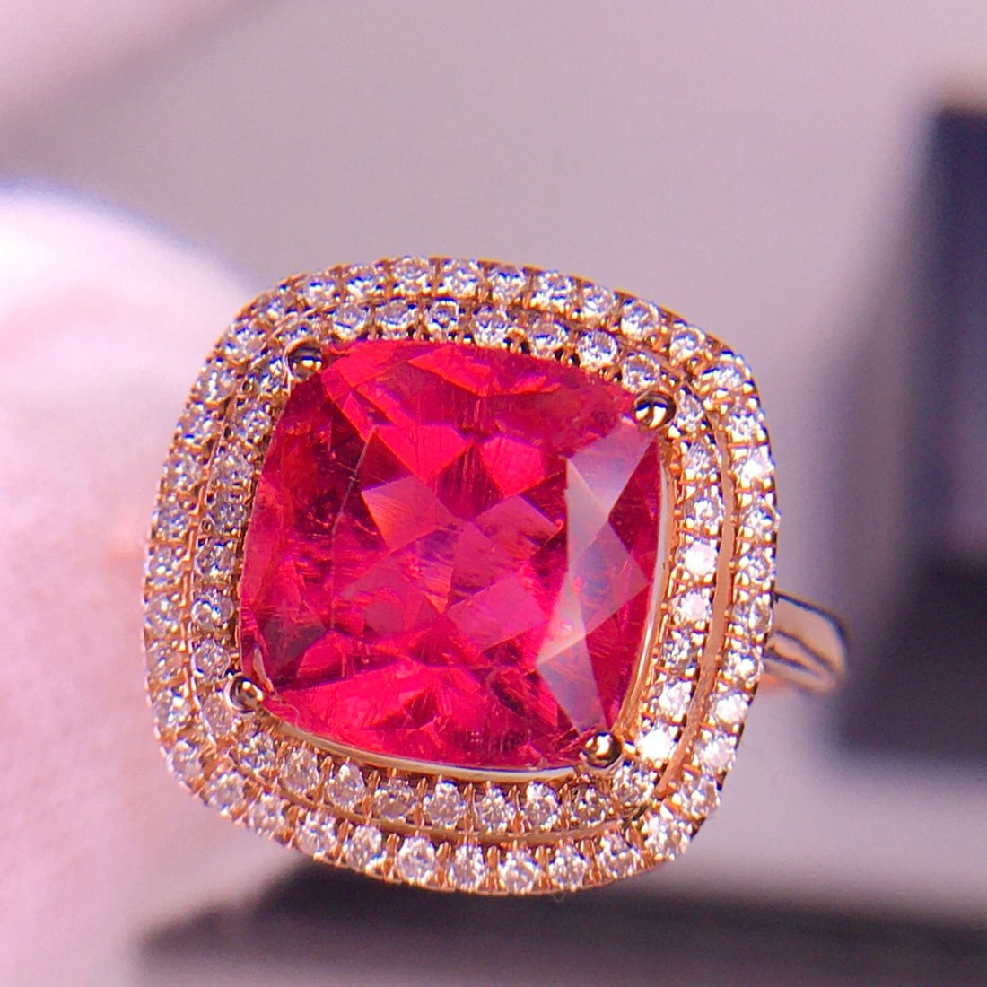 14k Gold 4.05 Ct Natural Tourmaline & Diamond Ring - 5