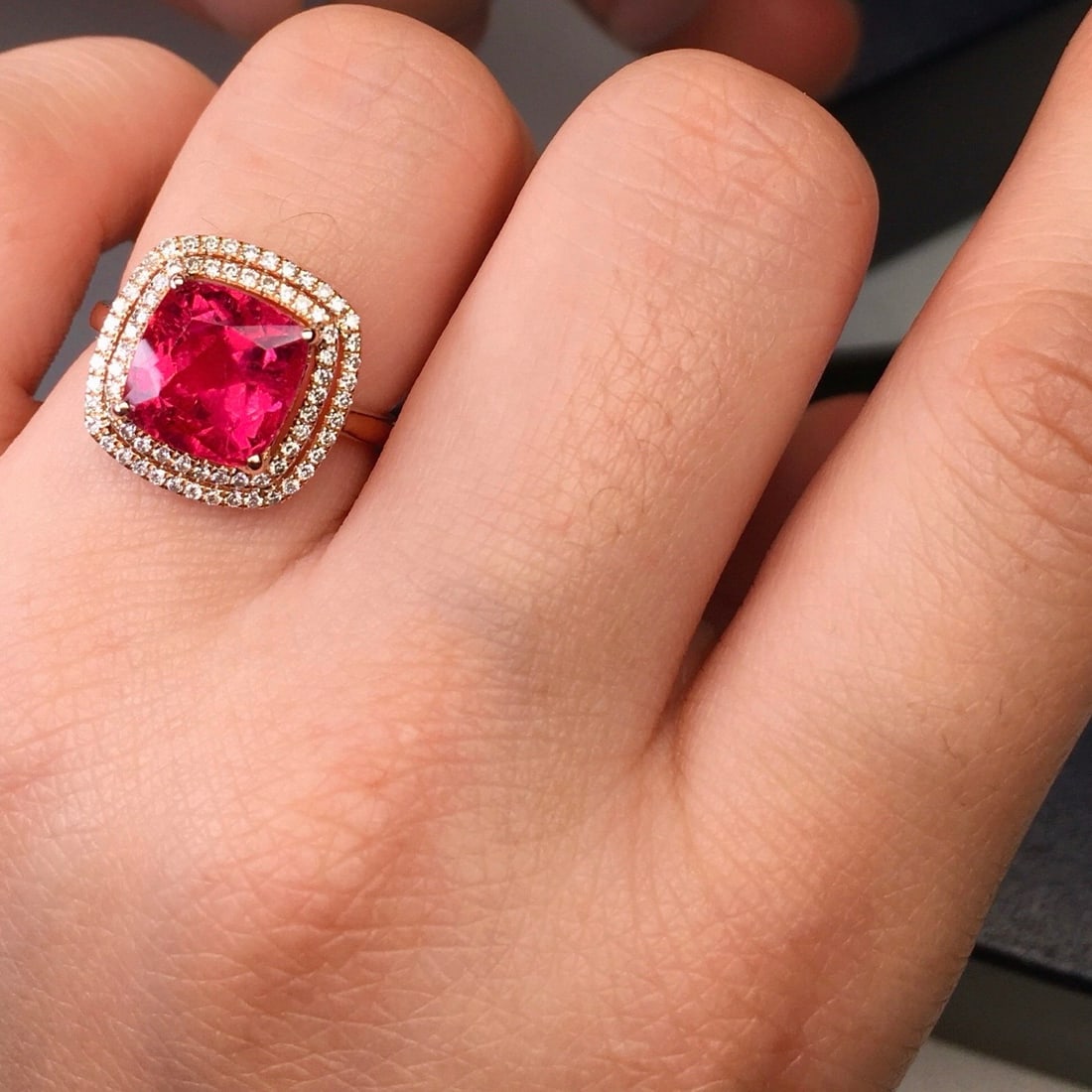 14k Gold 4.05 Ct Natural Tourmaline & Diamond Ring - 7