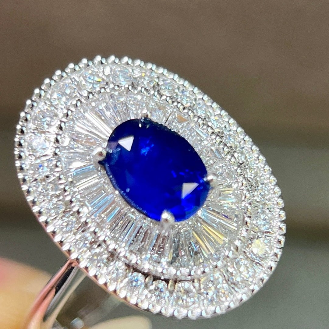 14k Gold 2.45 Ctw Natural Sapphire & Lab Grown Diamond Ring - 2