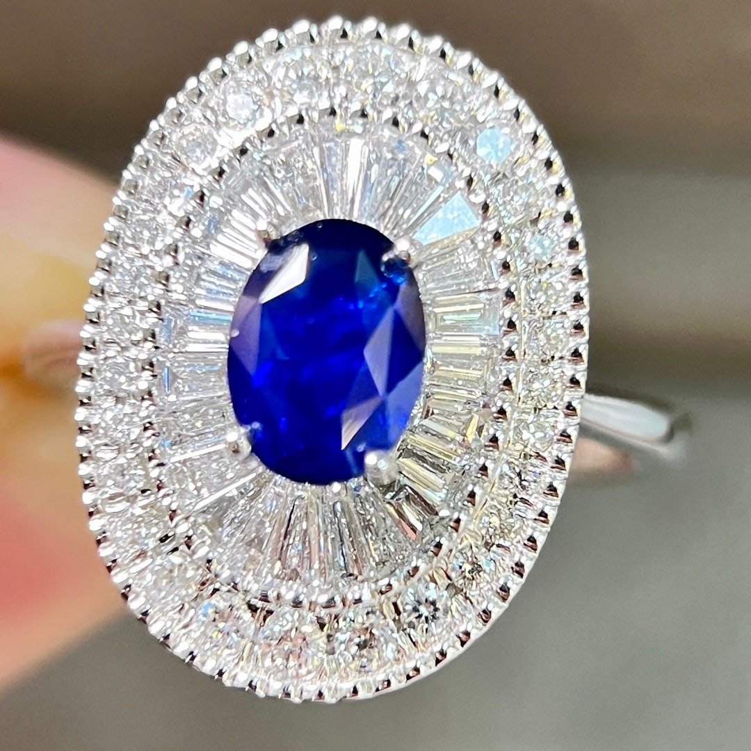 14k Gold 2.45 Ctw Natural Sapphire & Lab Grown Diamond Ring - 3