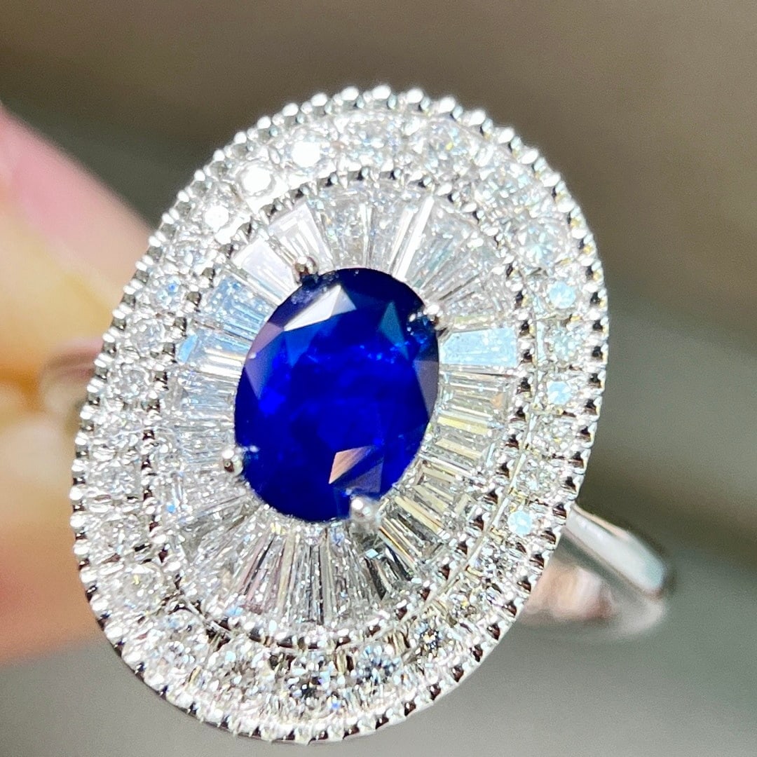 14k Gold 2.45 Ctw Natural Sapphire & Lab Grown Diamond Ring - 4