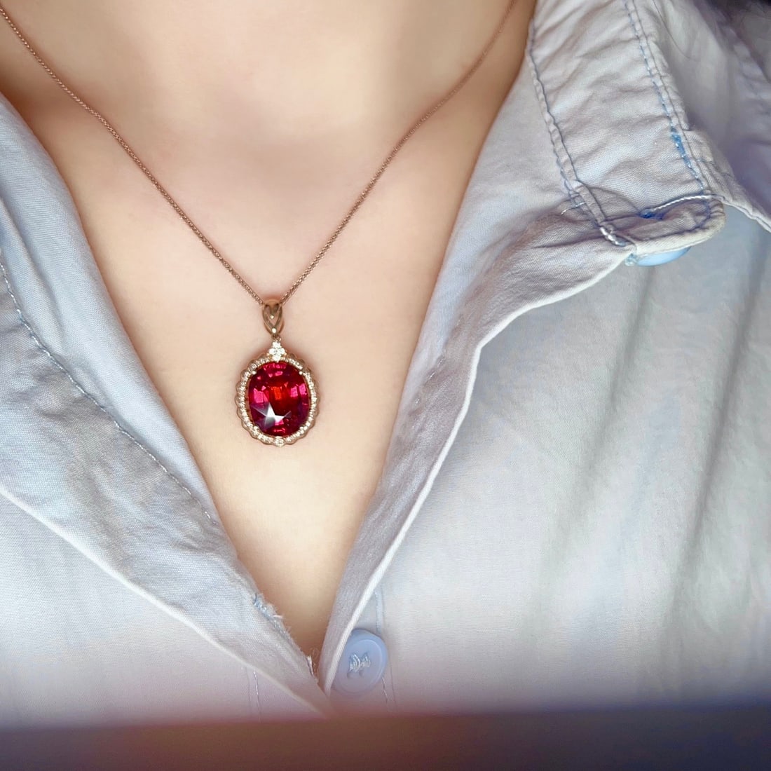 14k Gold 6.02 Ctw Natural Tourmaline & Diamond Pendant( Without Chain ) - 6