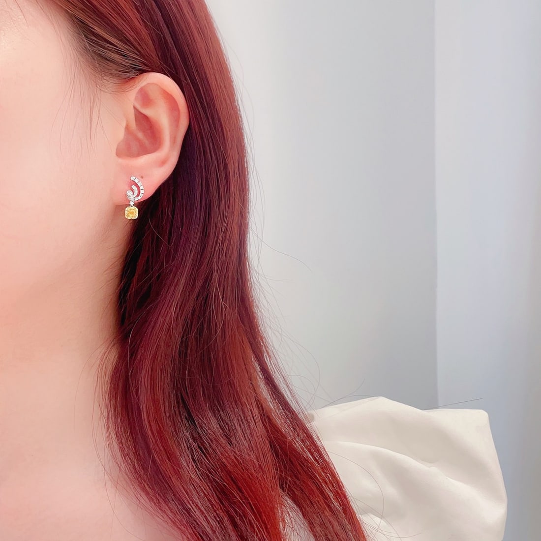 14k Gold 1.00 Ctw Natural Yellow Diamond & Diamond Earrings - 4