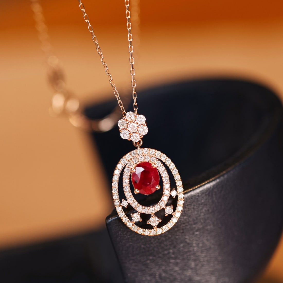 14k Gold 1.54 Ctw Natural Ruby & Diamond Pendant( Without Chain ) - 3