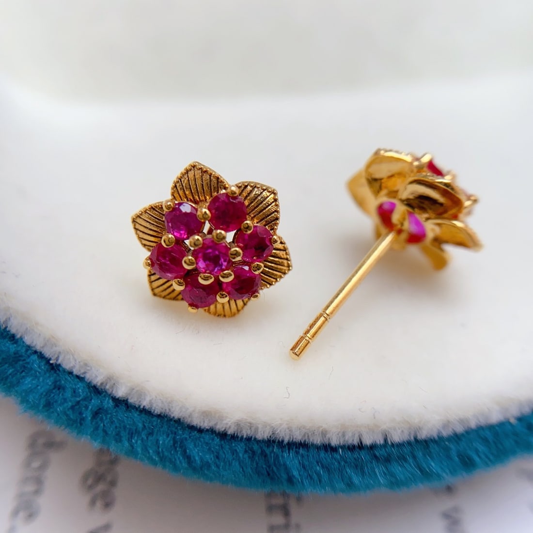 14k Gold 1.50 Ct Natural Ruby Earrings - 4