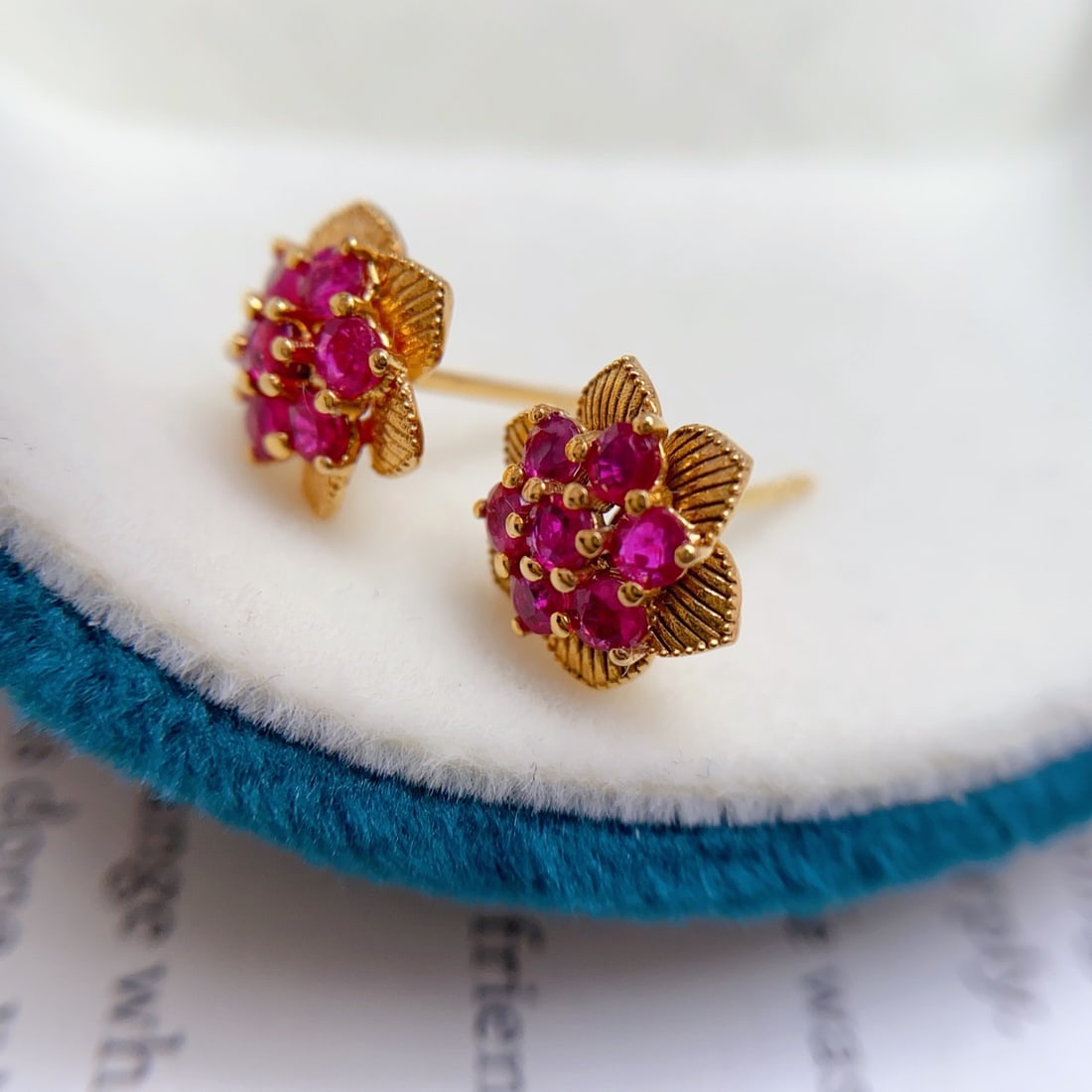 14k Gold 1.50 Ct Natural Ruby Earrings - 6