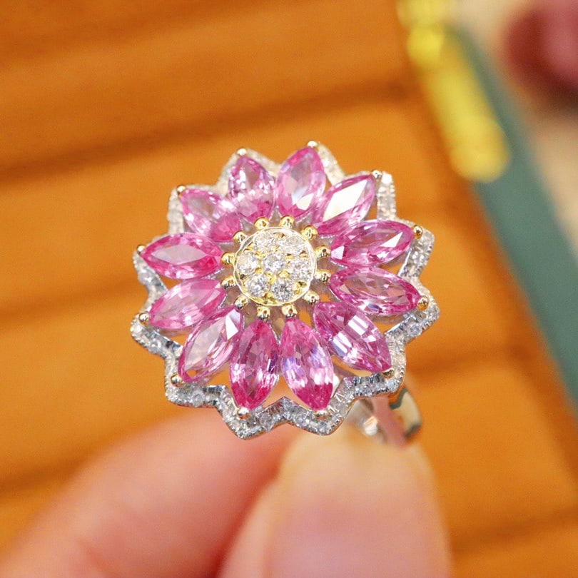 14k Gold 2.58 Ctw Natural Sapphire & Diamond Ring - 2