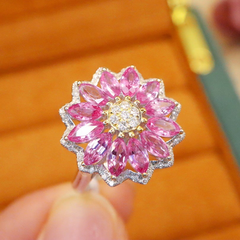 14k Gold 2.58 Ctw Natural Sapphire & Diamond Ring - 3