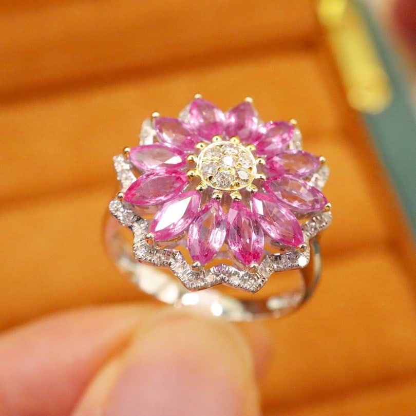 14k Gold 2.58 Ctw Natural Sapphire & Diamond Ring - 4