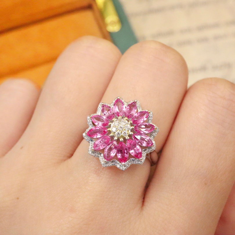 14k Gold 2.58 Ctw Natural Sapphire & Diamond Ring - 6