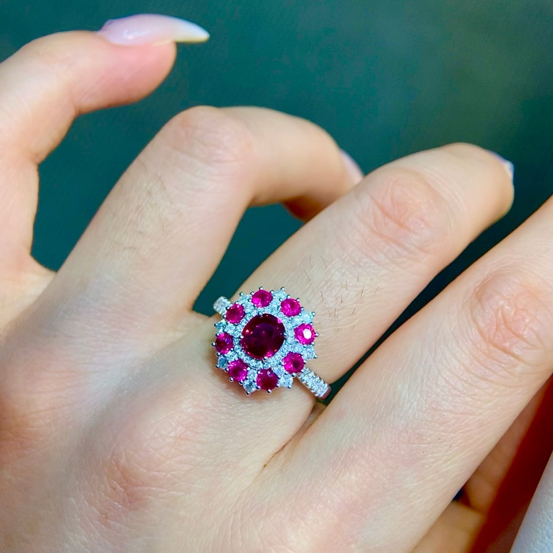 14k Gold 1.55 Ctw Natural Ruby & Ruby Ring - 5