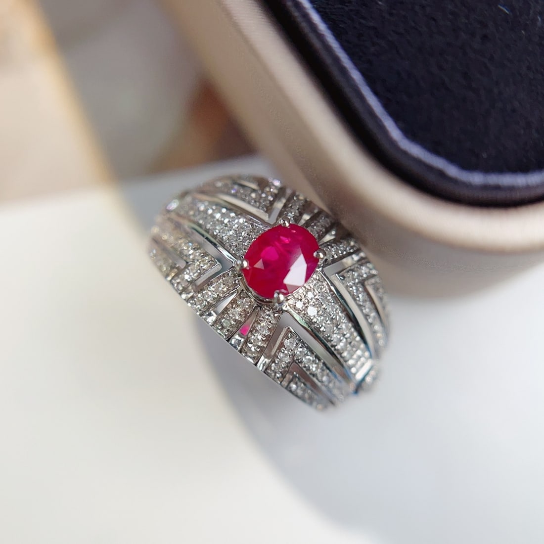 14k Gold 0.70 Ct Natural Ruby & Diamond Ring - 3