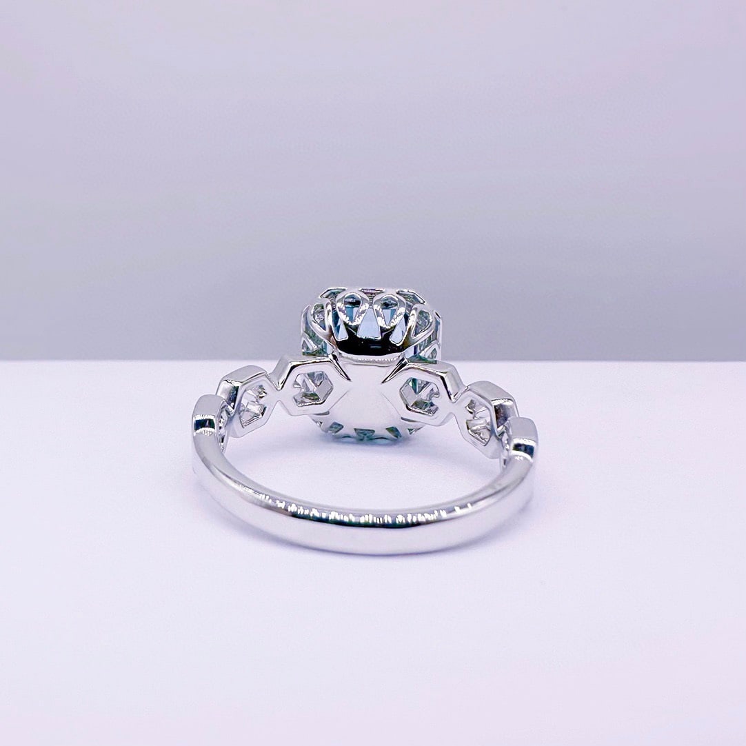 14k Gold 3.0 Ct Natural Aquamarine Ring - 4