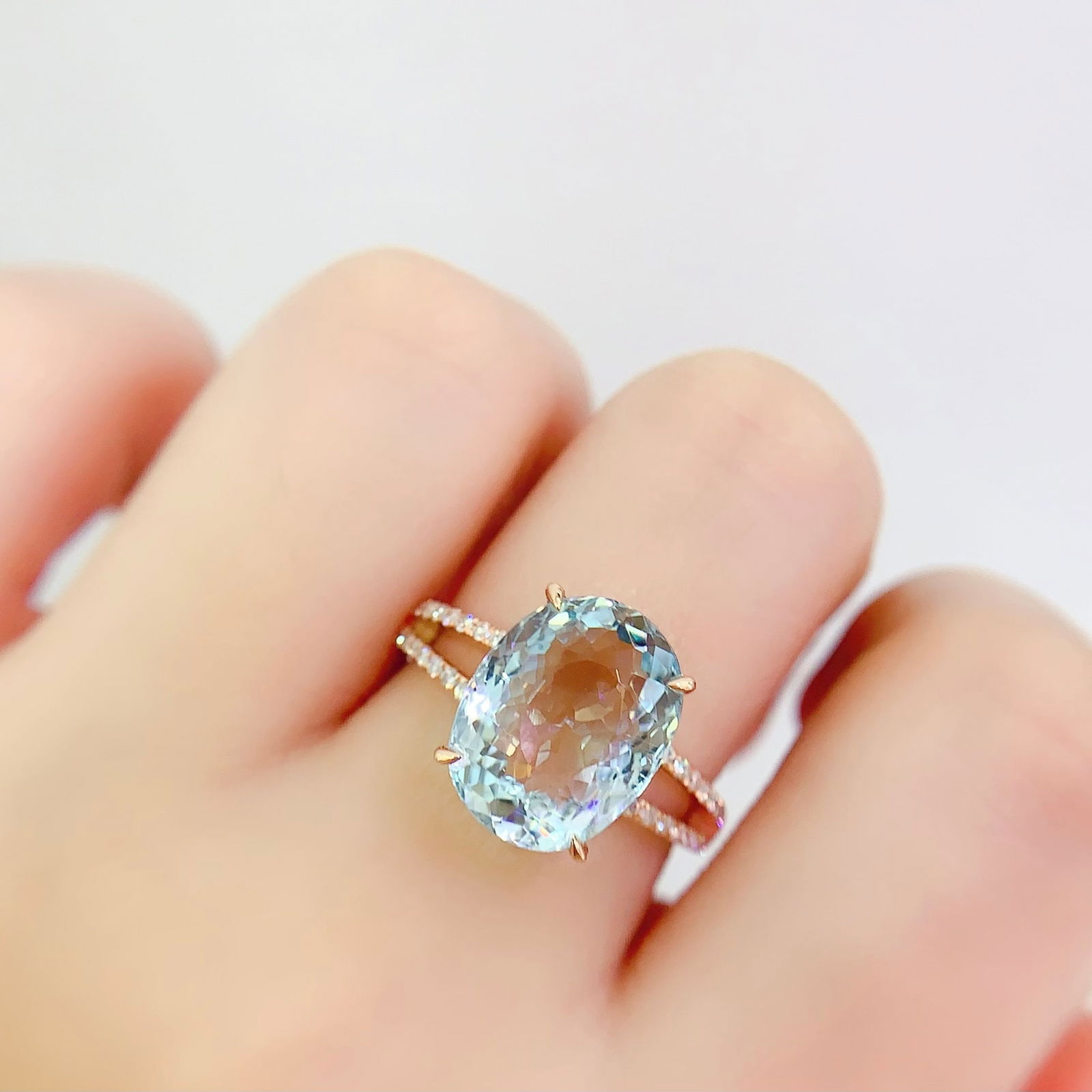 14k Gold 5.07 Ct Natural Aquamarine & Diamond Ring - 6