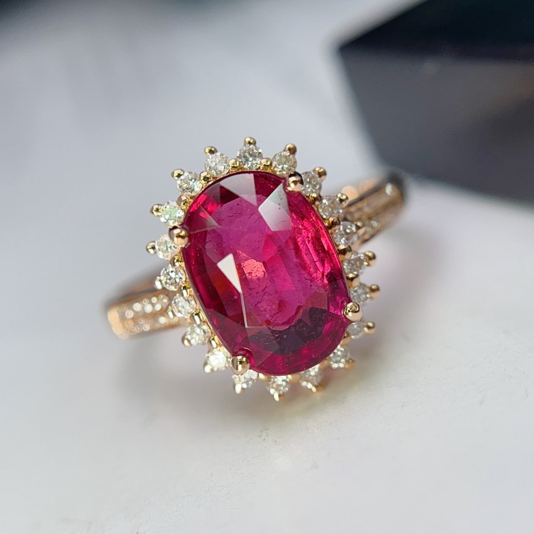 14k Gold 2.35 Ct Natural Tourmaline & Diamond Ring - 3