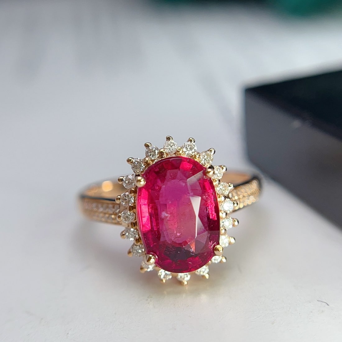 14k Gold 2.35 Ct Natural Tourmaline & Diamond Ring - 4