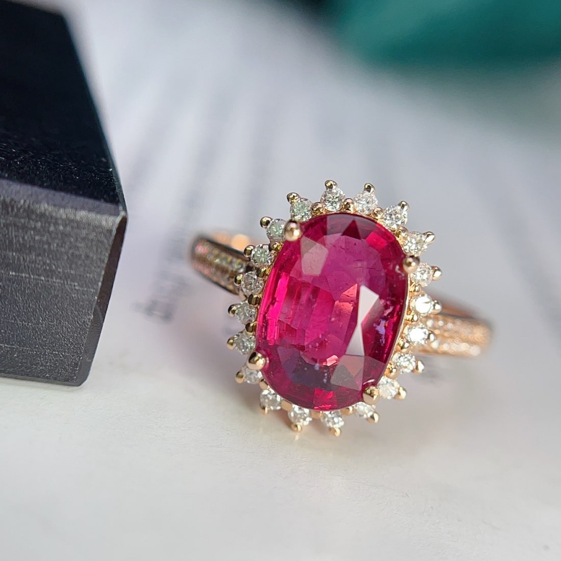 14k Gold 2.35 Ct Natural Tourmaline & Diamond Ring - 5