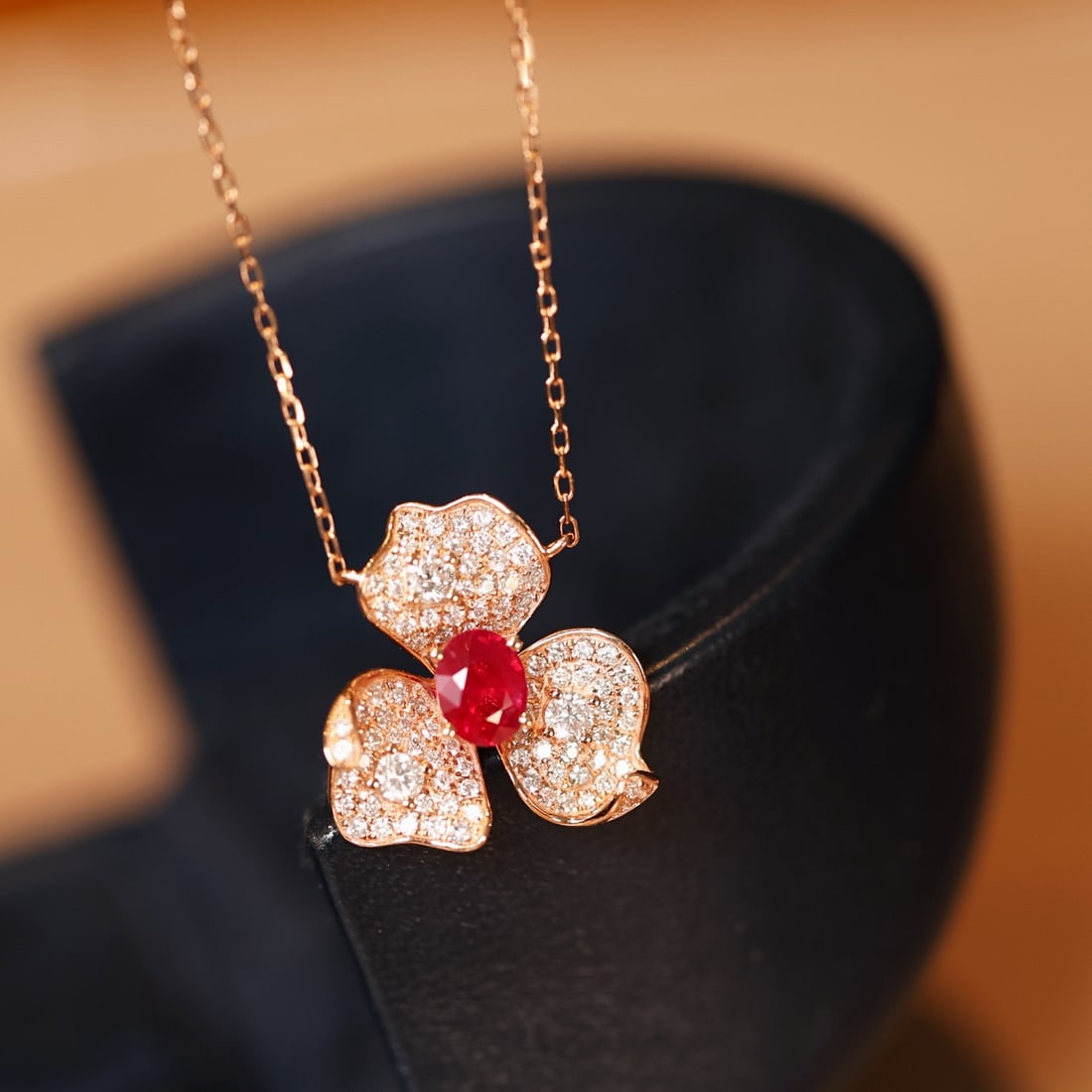 14k Gold 0.98 Ctw Natural Ruby & Diamond Necklace - 2