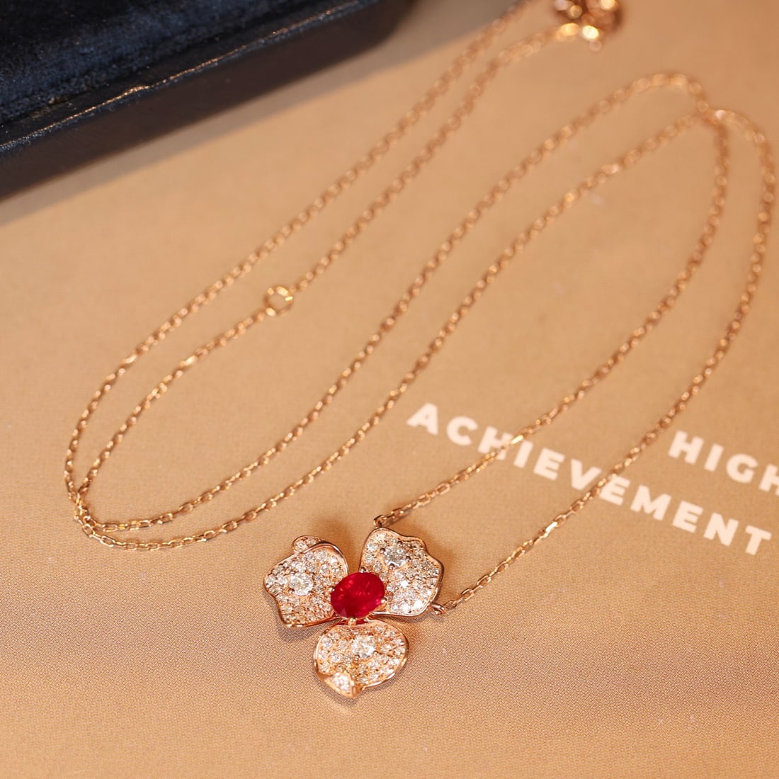 14k Gold 0.98 Ctw Natural Ruby & Diamond Necklace - 4