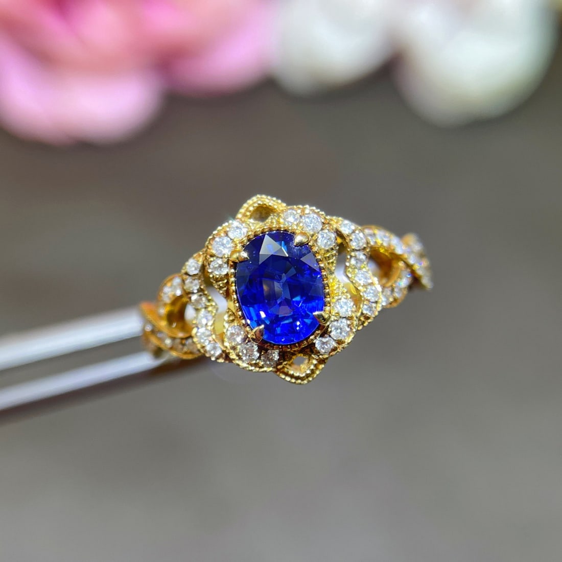 14k Gold 1.22 Ctw Natural Sapphire & Diamond Ring - 2