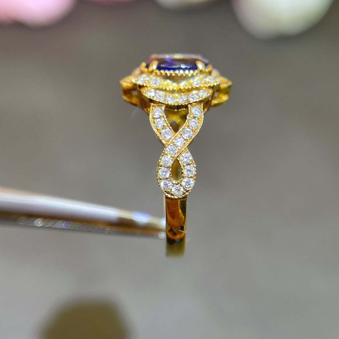 14k Gold 1.22 Ctw Natural Sapphire & Diamond Ring - 4
