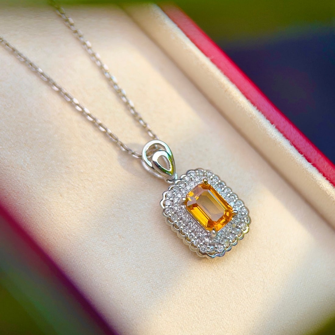 14k Gold 1.25 Ct Natural Sapphire & Diamond Pendant( Without Chain ) - 3