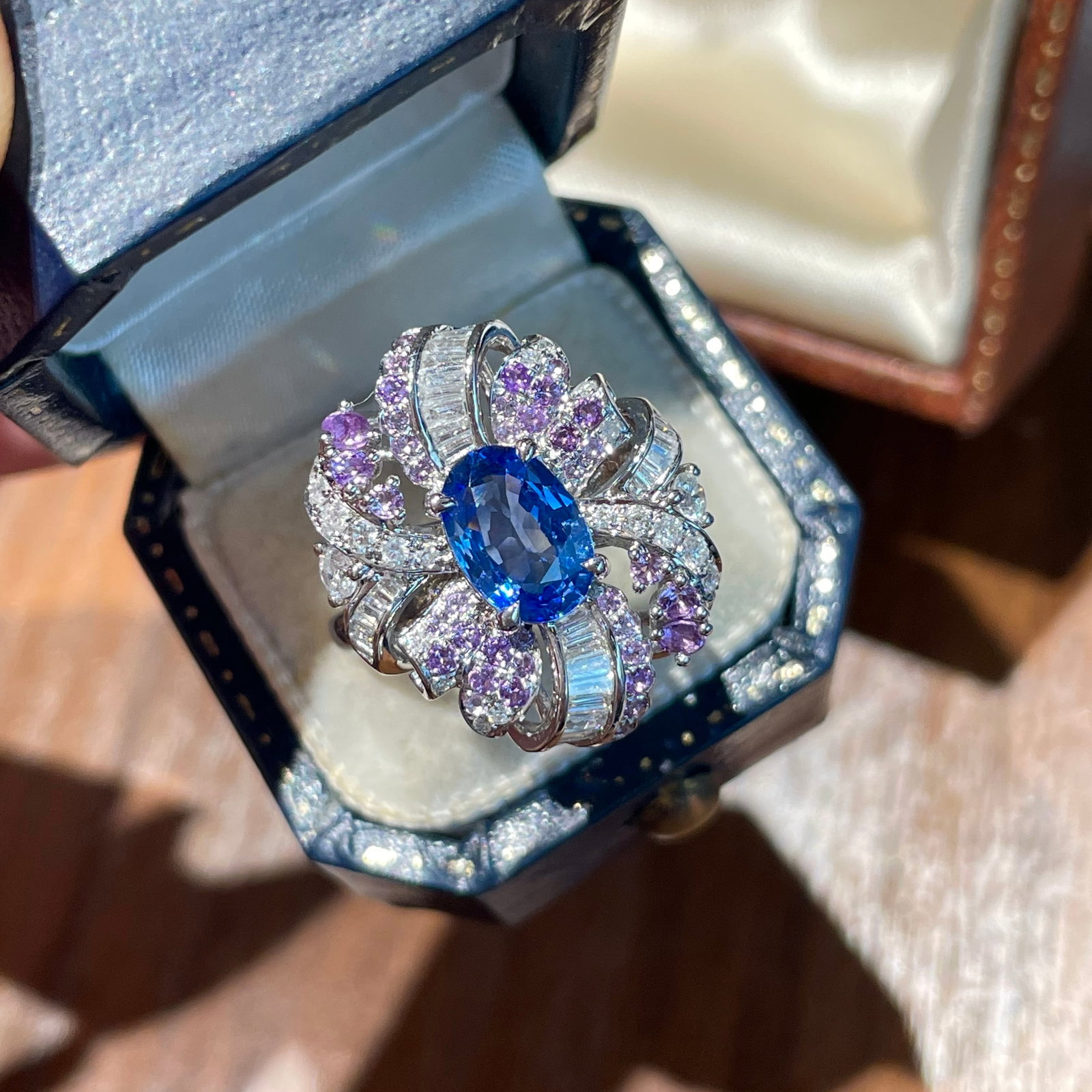 14k Gold 1.1 Ct Natural Sapphire & Diamond Ring - 3