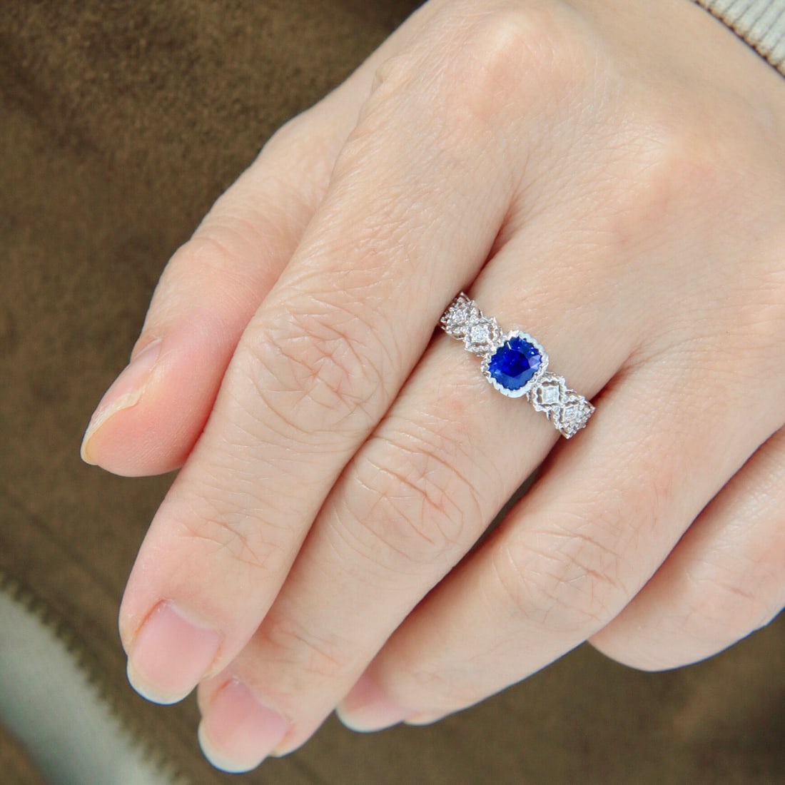 14k Gold 1.05 Ctw Natural Sapphire & Diamond Ring - 5