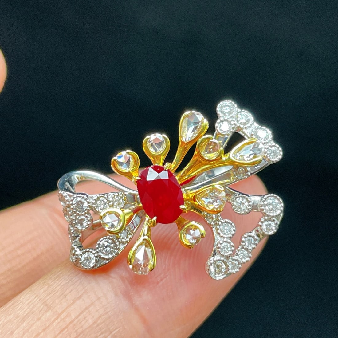 14k Gold 1.64 Ctw Natural Ruby & Diamond Ring - 2