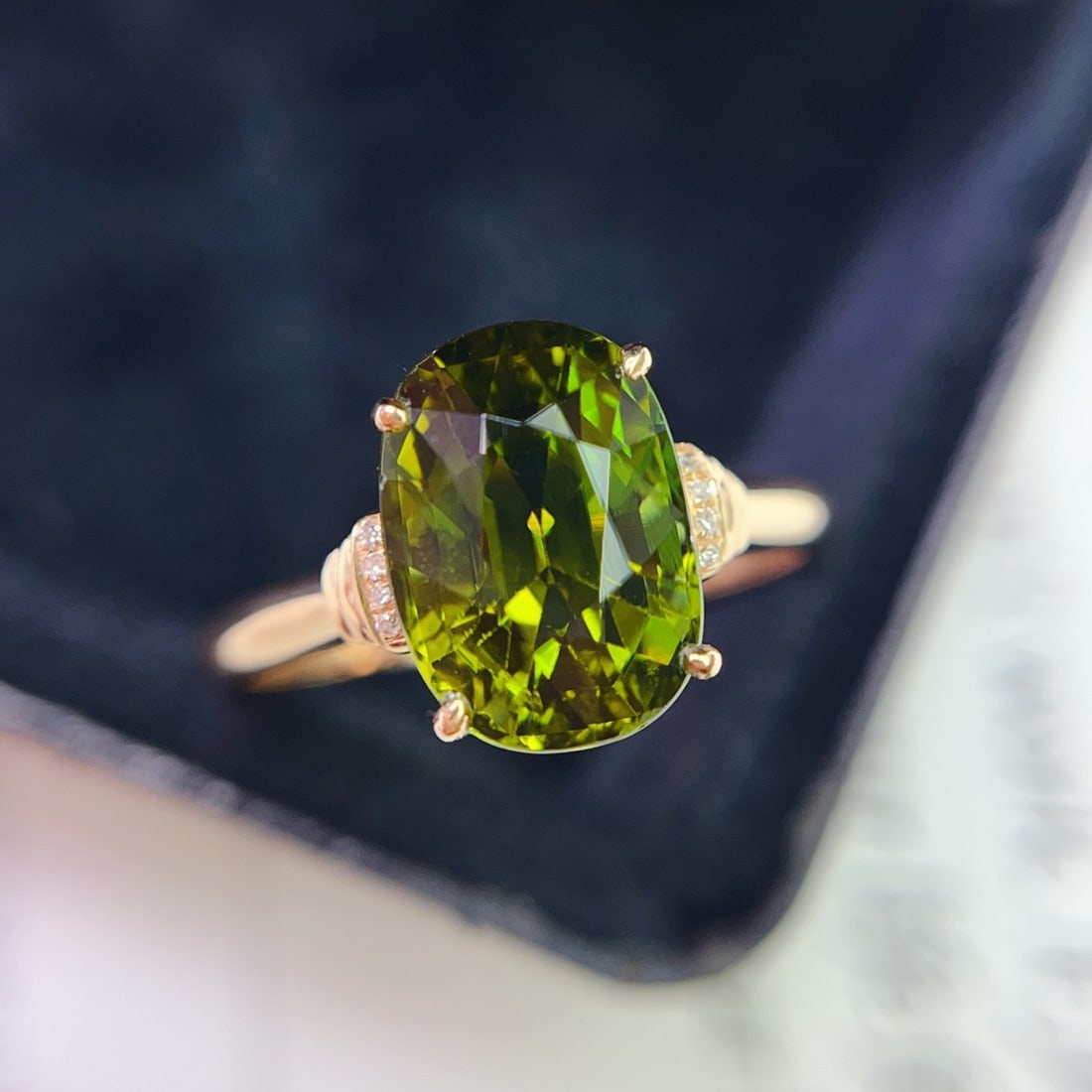 14k Gold 4.35 Ct Natural Tourmaline & Diamond Ring - 2