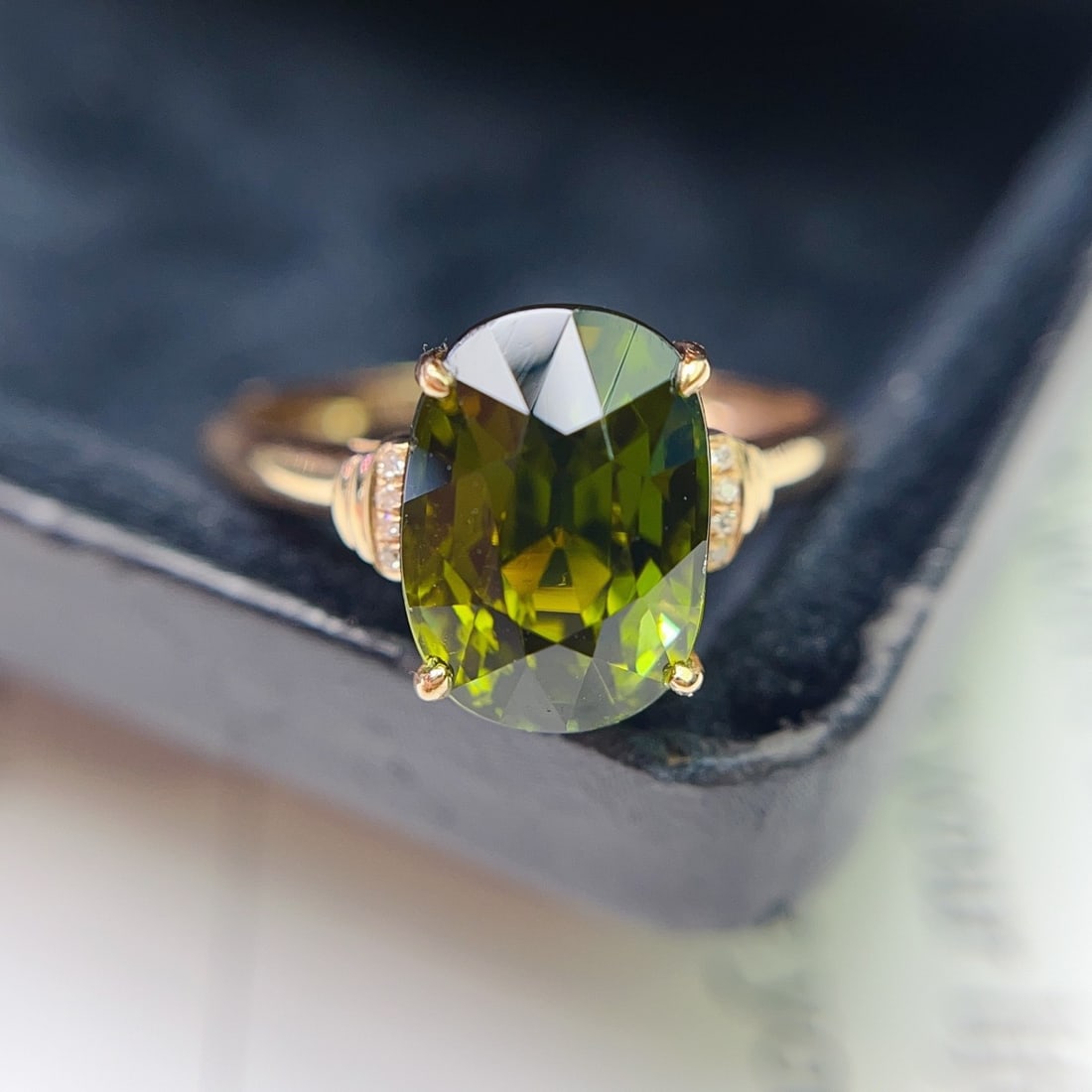 14k Gold 4.35 Ct Natural Tourmaline & Diamond Ring - 4