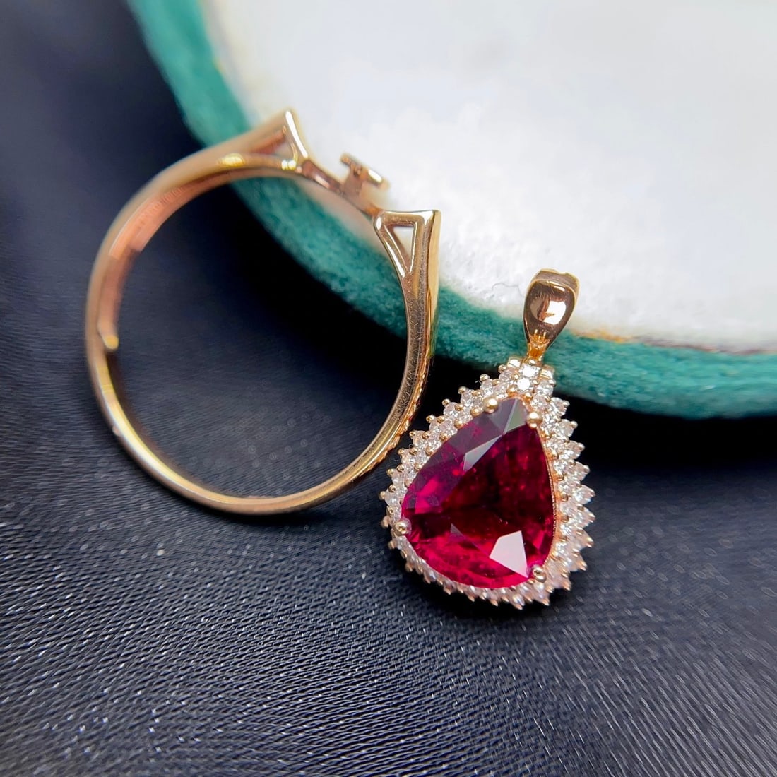 14k Gold 2.45 Ct Natural Tourmaline & Diamond Ring/pendant( Without Chain ) - 4