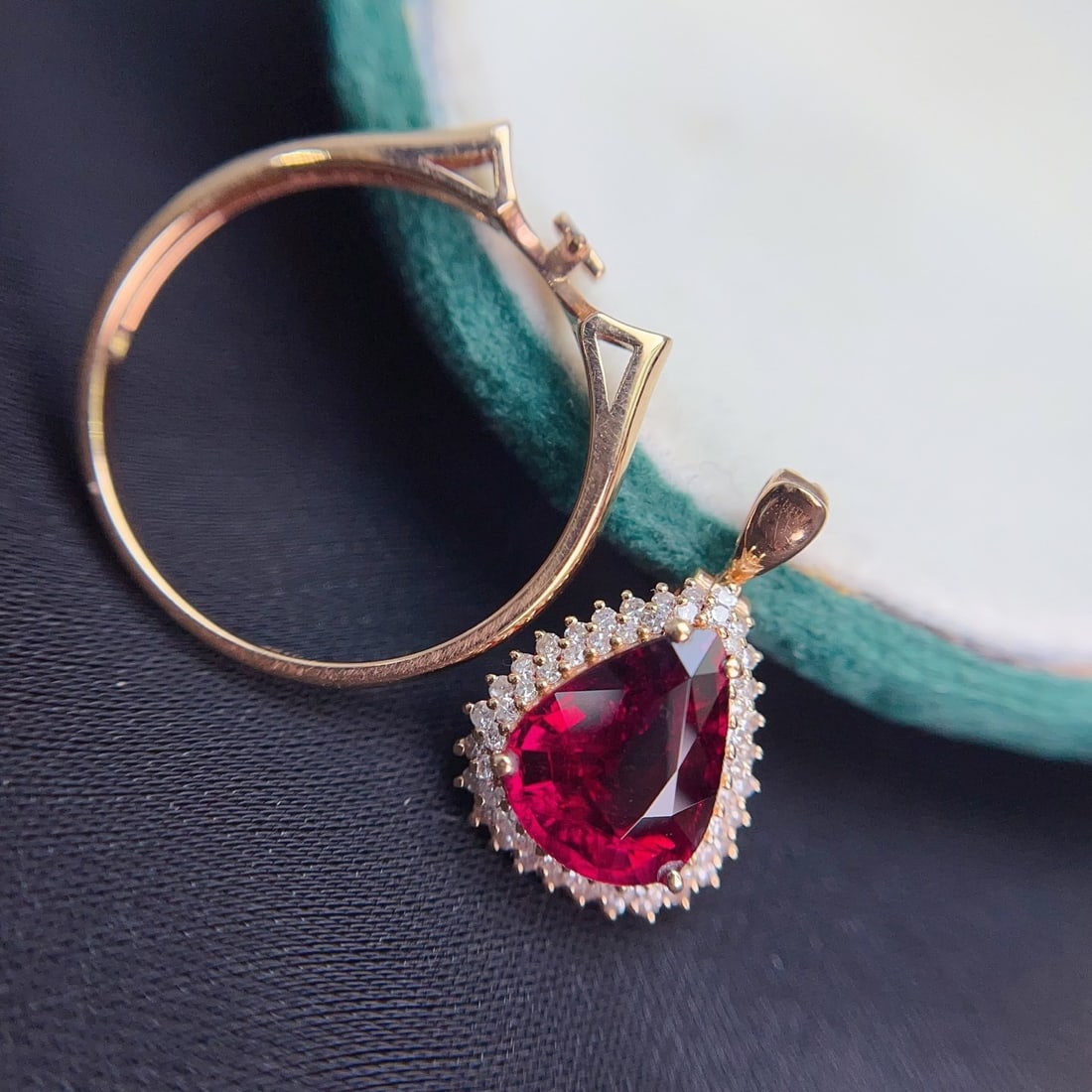 14k Gold 2.45 Ct Natural Tourmaline & Diamond Ring/pendant( Without Chain ) - 5