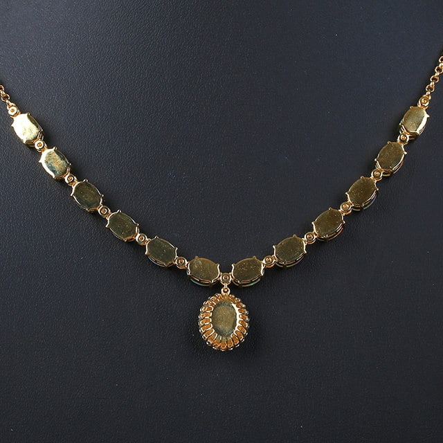 14k Gold 5.78 Ctw Natural Opal & Diamond Necklace - 4