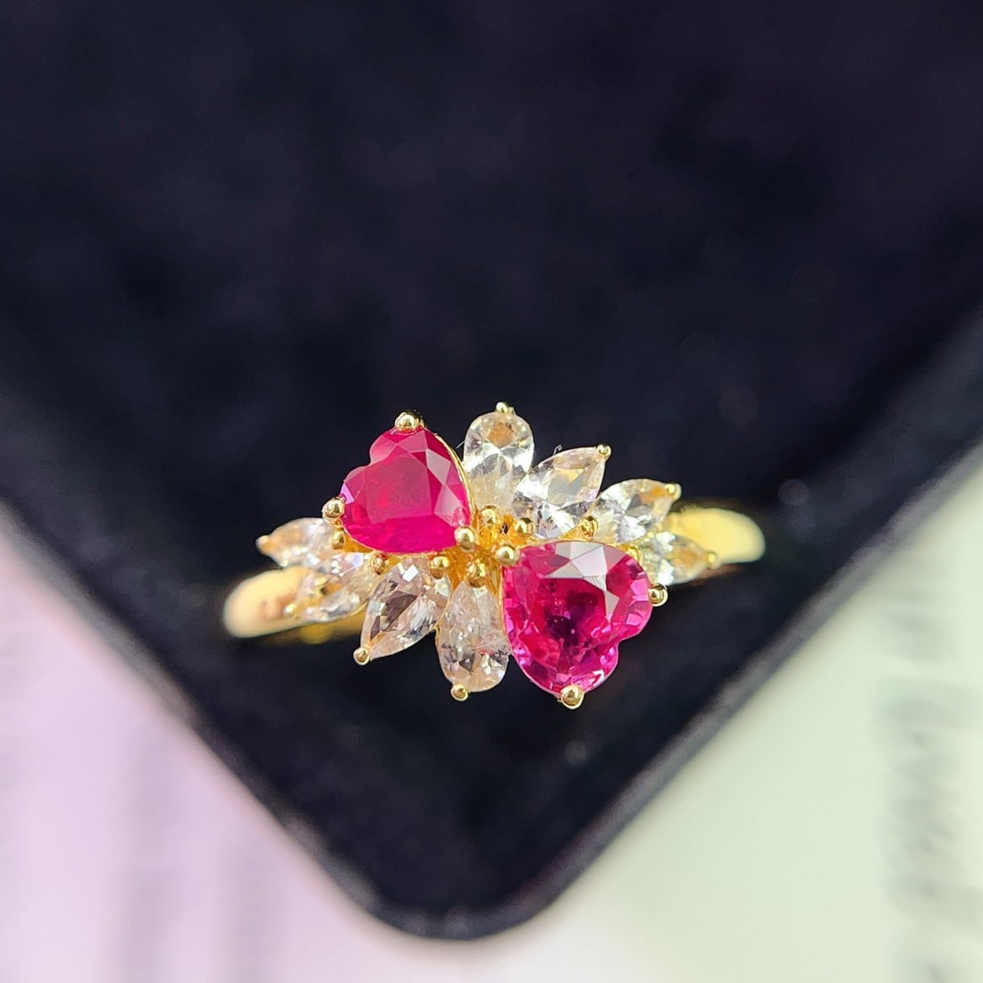 14k Gold 0.80 Ct Natural Ruby & Sapphire Ring (1 of 6)