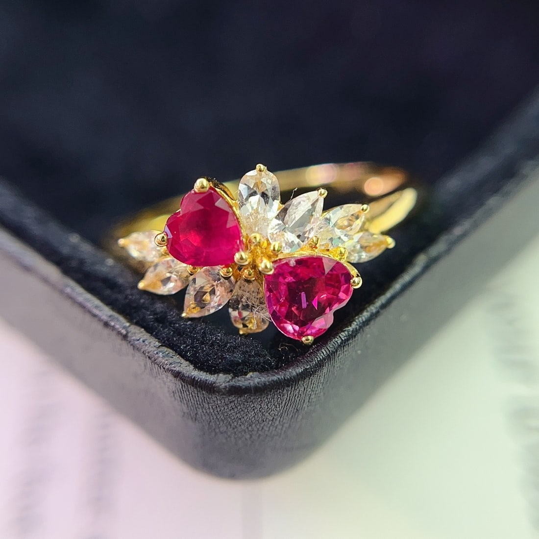 14k Gold 0.80 Ct Natural Ruby & Sapphire Ring - 4