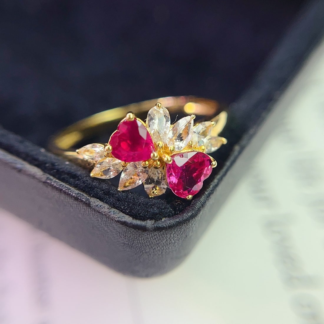 14k Gold 0.80 Ct Natural Ruby & Sapphire Ring - 5