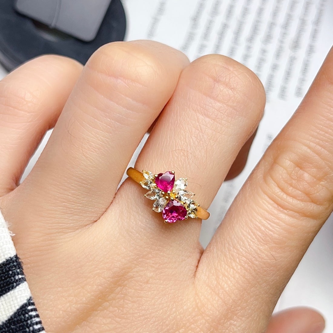 14k Gold 0.80 Ct Natural Ruby & Sapphire Ring - 6