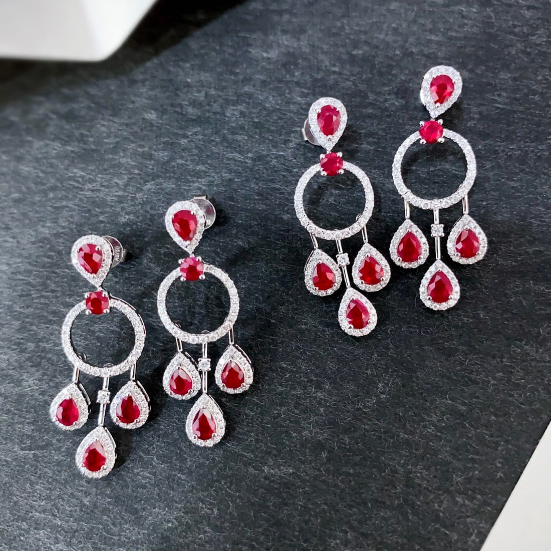 14k Gold 2.23 Ctw Vivid Red Natural Ruby & Diamond Earrings - 4