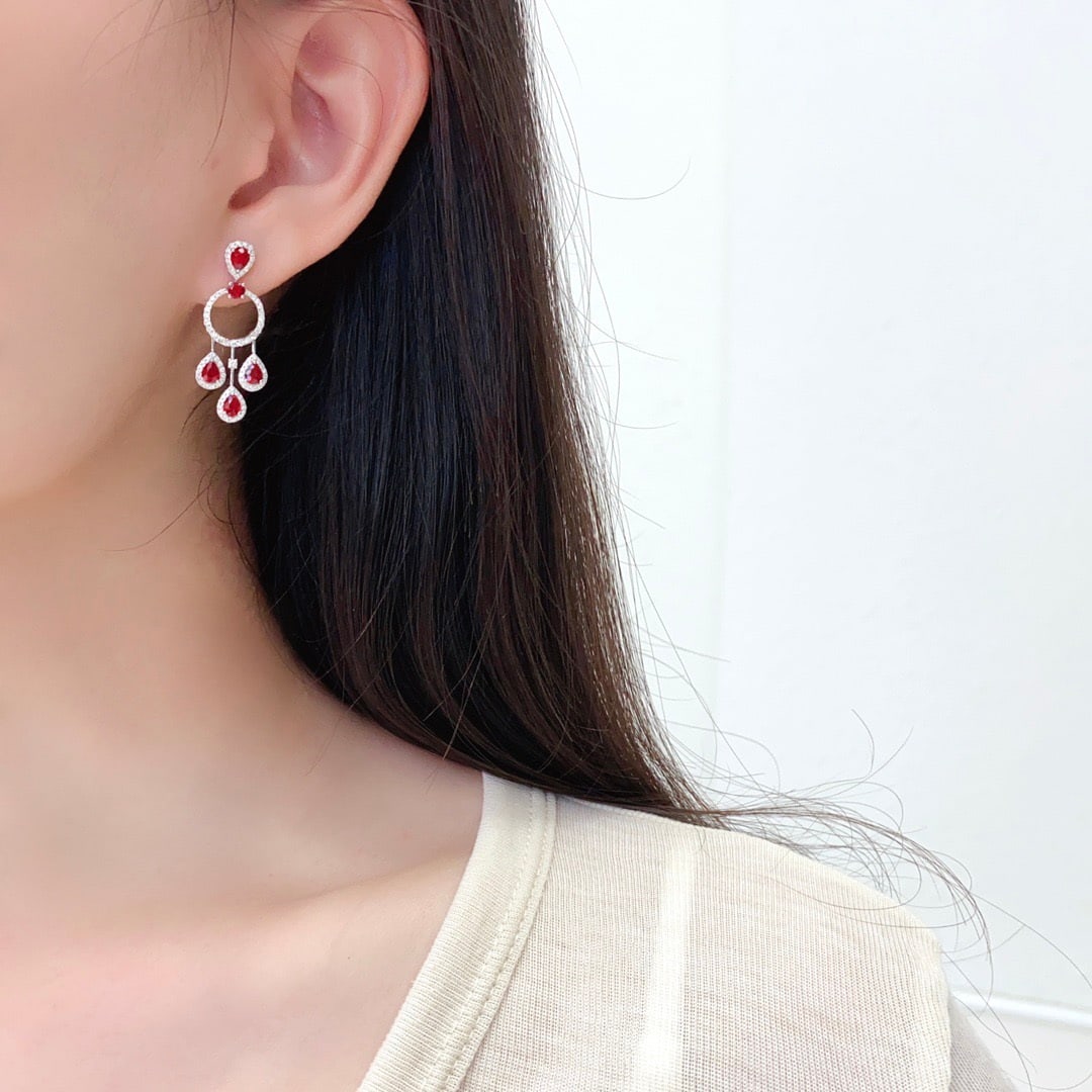 14k Gold 2.23 Ctw Vivid Red Natural Ruby & Diamond Earrings - 6